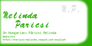 melinda paricsi business card